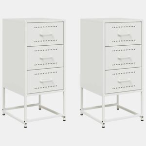 vidaXL Mesas de cabeceira 2 pcs 36x39x78 cm aço branco