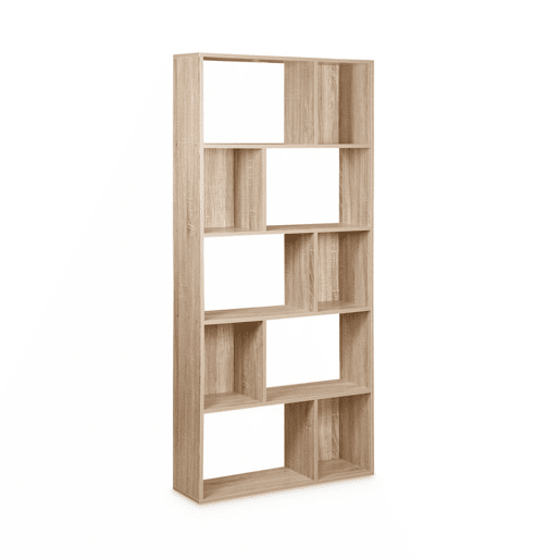 Estante de 5 prateleiras com 10 compartimentos, Pieter, Natural, 83x23.4x173 cm