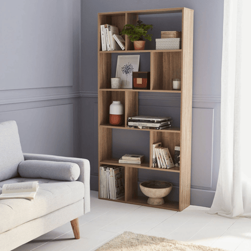 Estante de 5 prateleiras com 10 compartimentos, Pieter, Natural, 83x23.4x173 cm