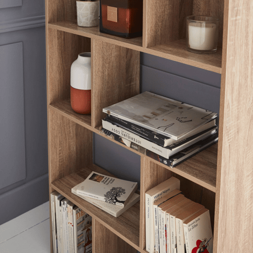 Estante de 5 prateleiras com 10 compartimentos, Pieter, Natural, 83x23.4x173 cm