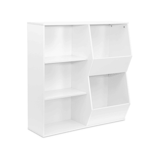 Arrumação para crianças, com 3 prateleiras e 2 compartimentos, Tobias, Branco, 80x23.8x82.5 cm