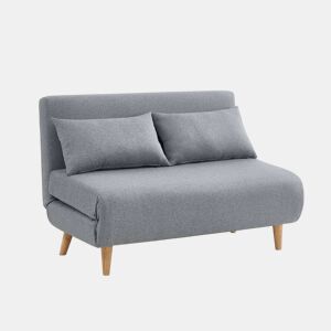 Sofá-cama em tecido, pernas de madeira de 2 lugares, Guesta, Cinza Claro, 120x89x80 cm