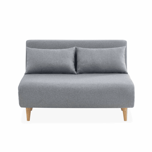 Sofá-cama em tecido, pernas de madeira de 2 lugares, Guesta, Cinza Claro, 120x89x80 cm