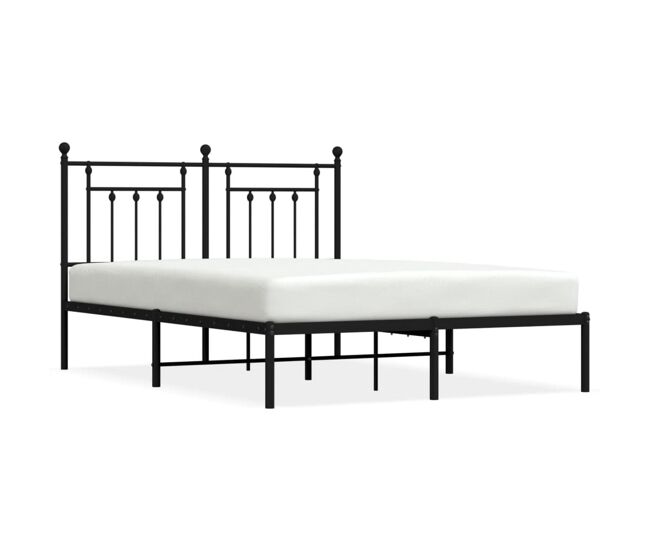 Estructura de cama con cabecero metal negro 150x200 cm con cabecero
