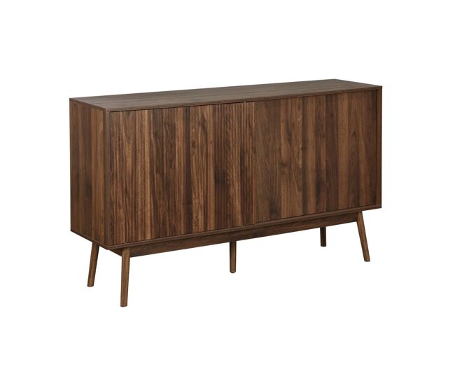 Aparador escandinavo efecto madera con 2 puertas, 150cm madera oscura - 150x39.5x90 cm
