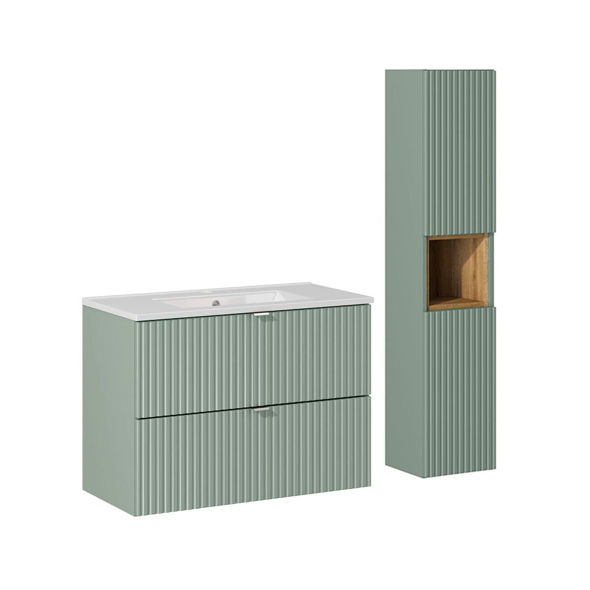 Conjunto de muebles con lavabo individual 2 cajones y columna Jade