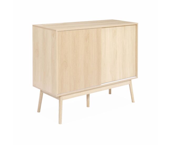 Aparador escandinavo efecto madera, 115cm, linear, natural, 115x39.5x90 cm