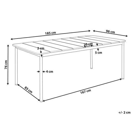 Mesa de refeição de jardim FLAVIA 185 cm 96 cm Metal Castanho