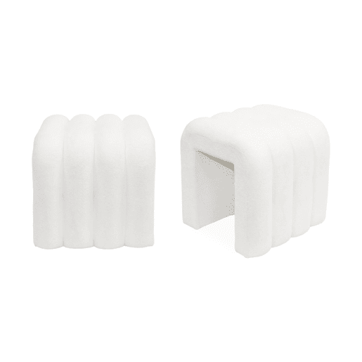 Pufe contemporâneo tecido, set de 2, Ito, Branco, 40x38x40 cm