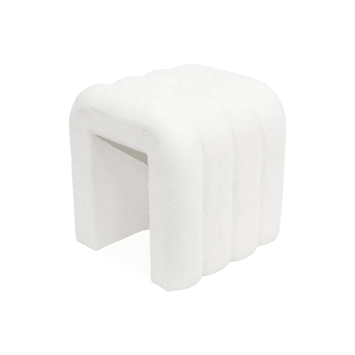 Pufe contemporâneo tecido, set de 2, Ito, Branco, 40x38x40 cm