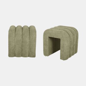 Pufe contemporâneo tecido, set de 2, Ito, Verde, 40x38x40 cm