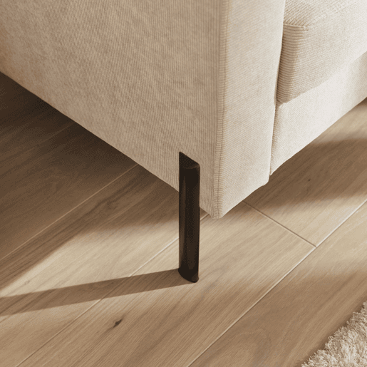 Sofá de bombazina de 2 lugares, pernas de metal, Bjorn, Beige, 130x79x69 cm