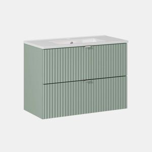 Móvel de lavatório individual 80cm 2 gavetas Verde Jade