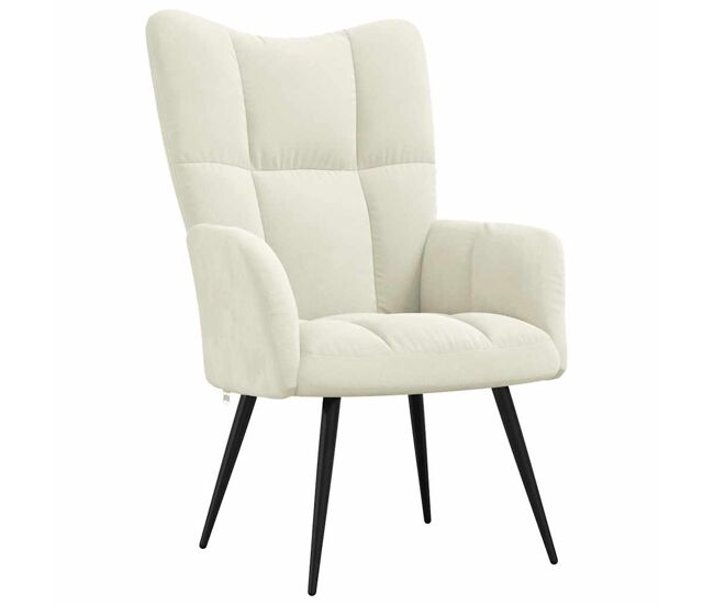 Vidaxl sillón de relax de terciopelo color blanco crema