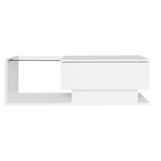 Mesa de centro retangular de painel de partÃculas com 1 gaveta e luz LED,branco Mesa de centro retangular de painel de partÃculas com 1 gaveta e luz LED,branco