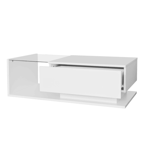 Mesa de centro retangular de painel de partÃculas com 1 gaveta e luz LED,branco Mesa de centro retangular de painel de partÃculas com 1 gaveta e luz LED,branco