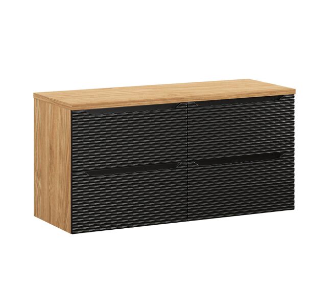 Mueble bajo lavabo 120cm 4 cajones encimera elora negro y madera