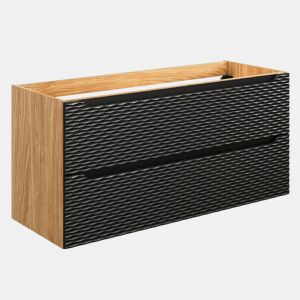 Móvel sob lavatório 120cm 2 gavetas Elora Preto e madeira