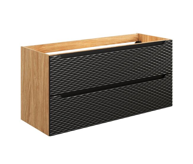 Mueble bajo lavabo 120cm 2 cajones elora negro y madera