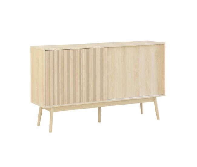 Aparador escandinavo efecto madera con 2 puertas, 150cm natural - 150x39.5x90 cm