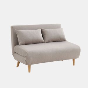 Sofá-cama em tecido, pernas de madeira de 2 lugares, Guesta, Beige, 120x89x80 cm