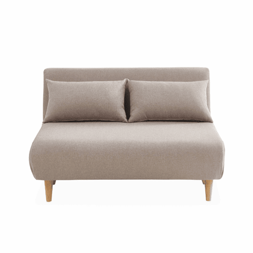 Sofá-cama em tecido, pernas de madeira de 2 lugares, Guesta, Beige, 120x89x80 cm