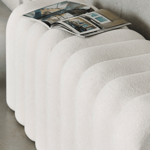 Banco, fim de cama contemporâneo tecido, Ito, Branco, 114x40x45 cm