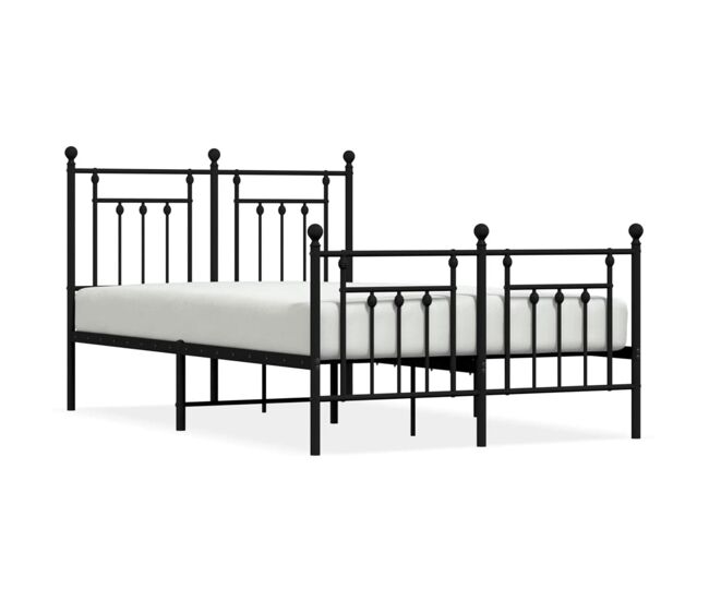 Estructura de cama cabecero y pie de cama metal negro 135x190cm con cabecero y pie de cama