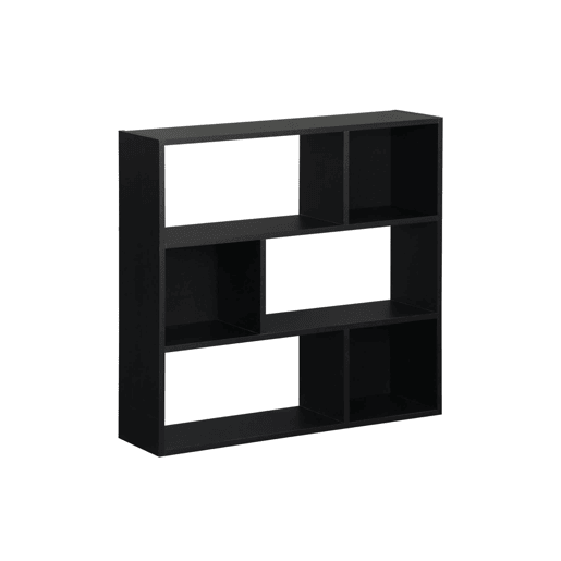 Estante de 3 prateleiras com 6 compartimentos, Pieter, Preto, 83x23x80 cm