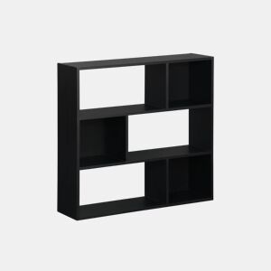 Estante de 3 prateleiras com 6 compartimentos, Pieter, Preto, 83x23x80 cm
