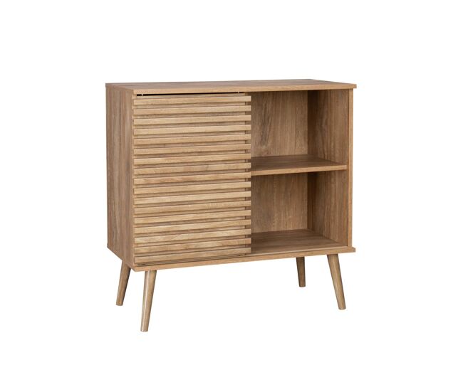 Aparador escandinavo con decoración de madera, 80cm natural - 80x39x80 cm