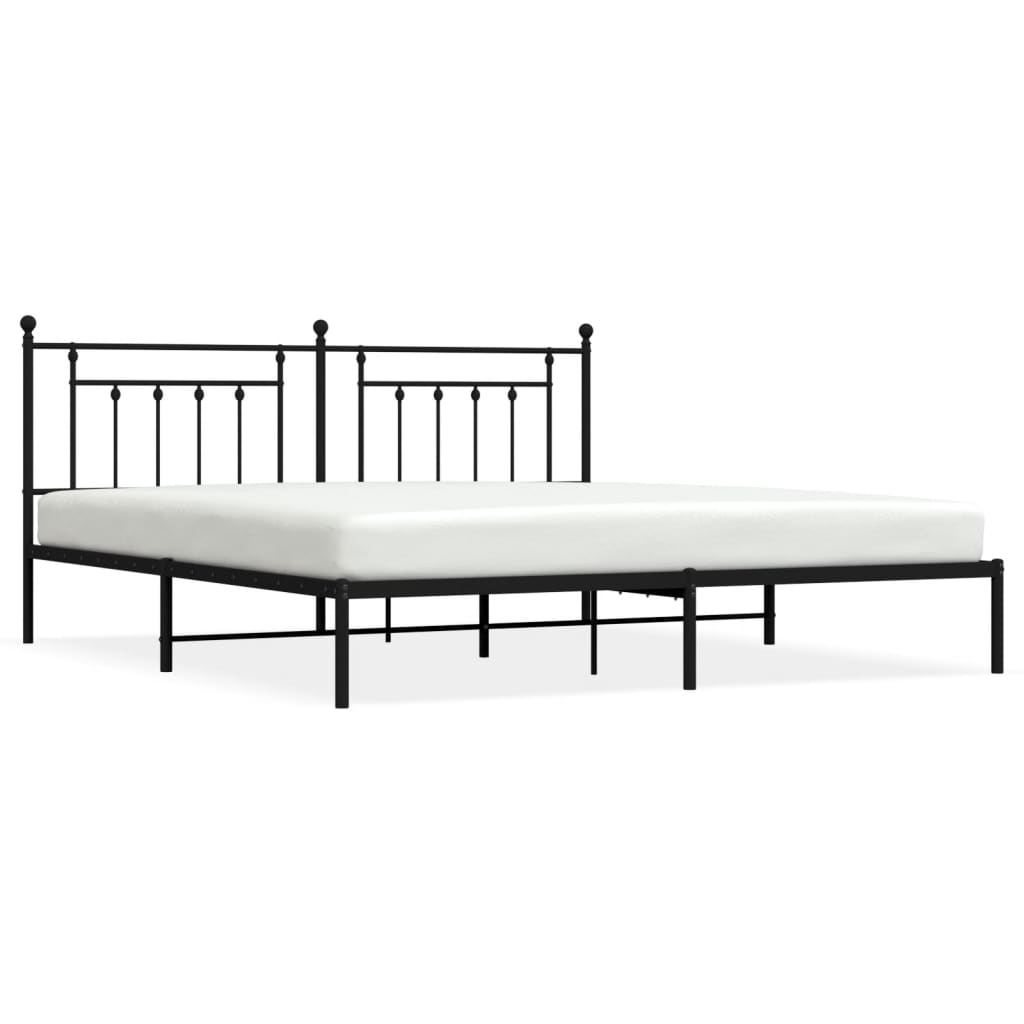 Estructura de cama con cabecero metal negro 200x200 cm con cabecero