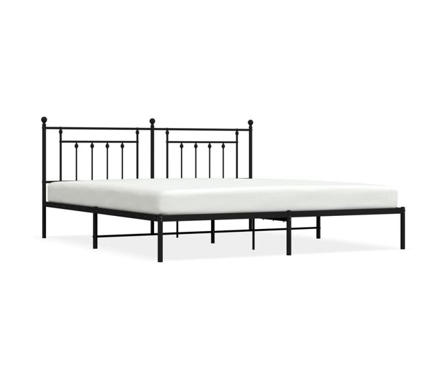 Estructura de cama con cabecero metal negro 200x200 cm con cabecero