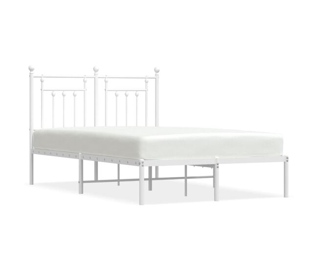 Estructura de cama de metal con cabecero blanca 120x200 cm con cabecero