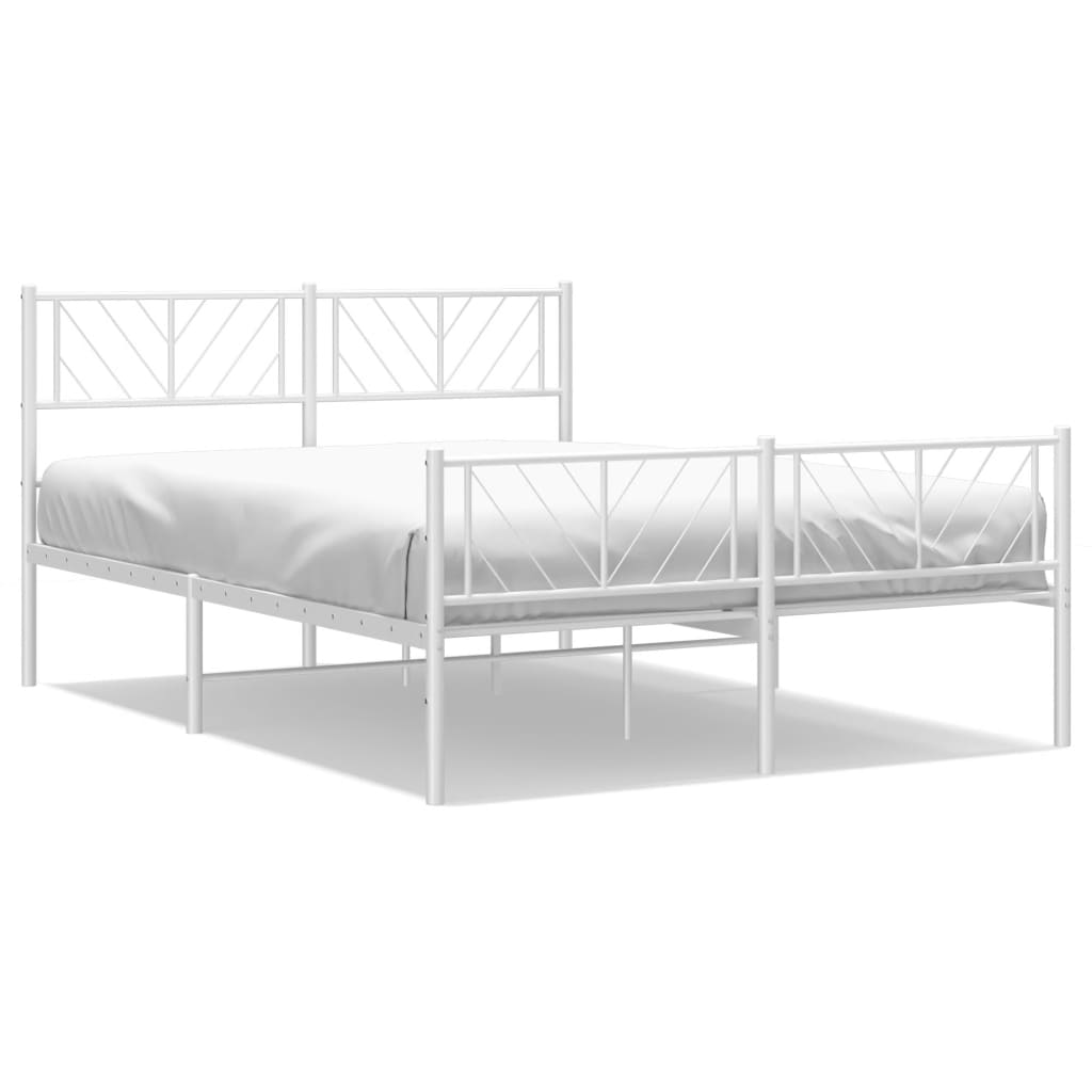 Estructura cama metal con cabecero y estribo blanco 135x190 cm con cabecero y pie de cama