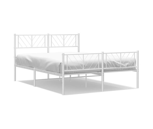 Estructura cama metal con cabecero y estribo blanco 135x190 cm con cabecero y pie de cama