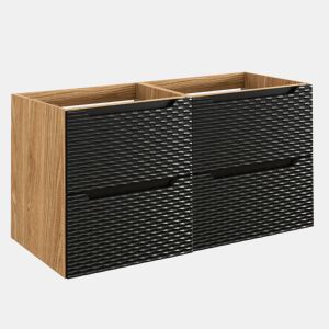 Móvel de toucador Elora preto e madeira 120cm 4 gavetas