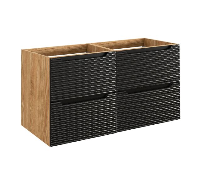 Mueble bajo lavabo 120cm 4 cajones elora negro y madera