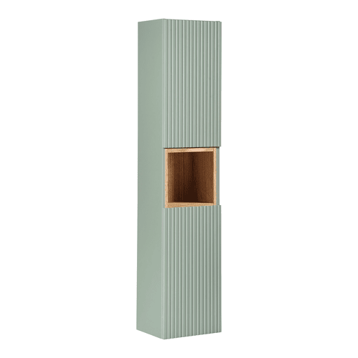Conjunto móvel toucador simples 60cm 2 portas e coluna Verde Jade e Madeira