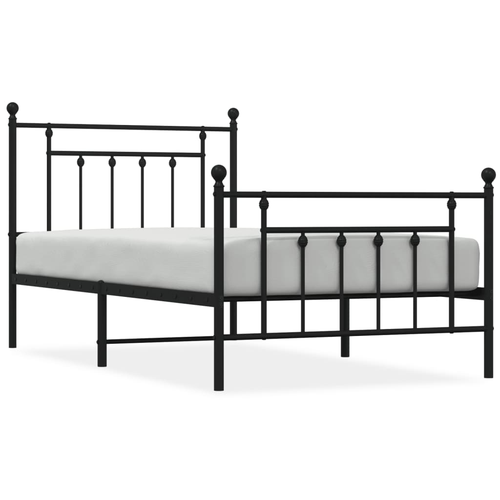 Estructura de cama con cabecero y estribo metal negro 100x190cm con cabecero y pie de cama