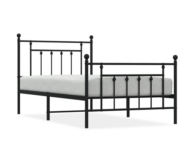 Estructura de cama con cabecero y estribo metal negro 100x190cm con cabecero y pie de cama