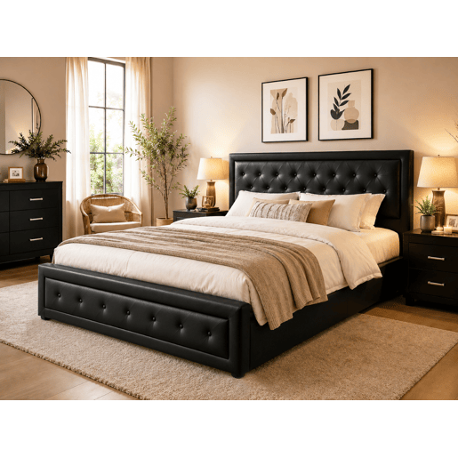 Cama de Casal Roman, Estrado Elevatório (Preto)(200×160 cm) Cama de Casal Roman, Estrado Elevatório (Preto)(200×160 cm)