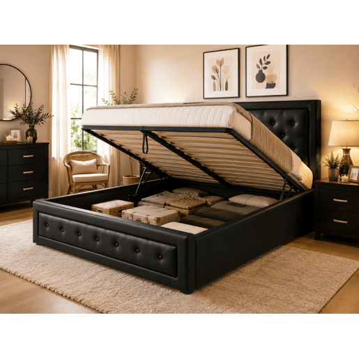 Cama de Casal Roman, Estrado Elevatório (Preto)(200×160 cm) Cama de Casal Roman, Estrado Elevatório (Preto)(200×160 cm)