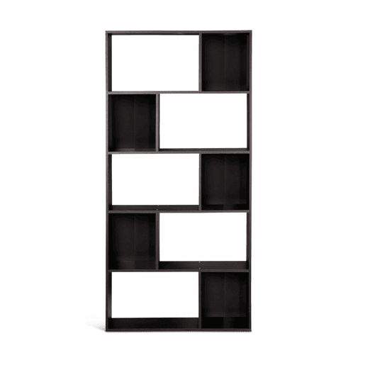 Estante de 5 prateleiras com 10 compartimentos, Pieter, Preto, 83x23.4x173 cm