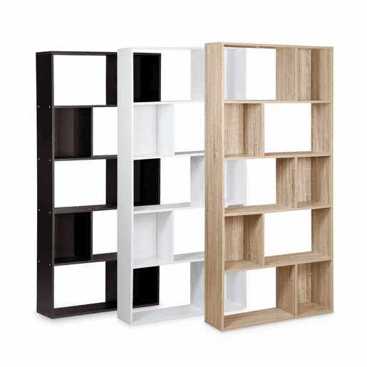 Estante de 5 prateleiras com 10 compartimentos, Pieter, Preto, 83x23.4x173 cm