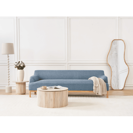 Sofá SOSJO Tecido Azul 3 lugares Sofá SOSJO Tecido Azul 3 lugares