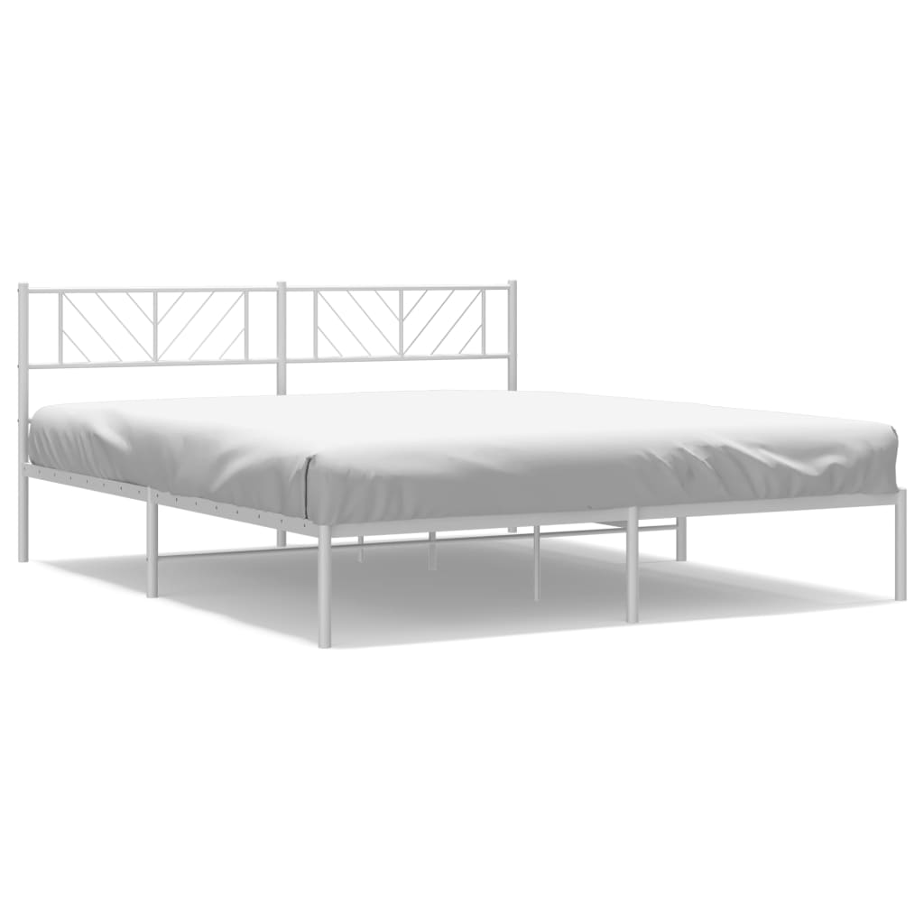 estructura de cama de metal con cabecero blanco 193x203 cm con cabecero