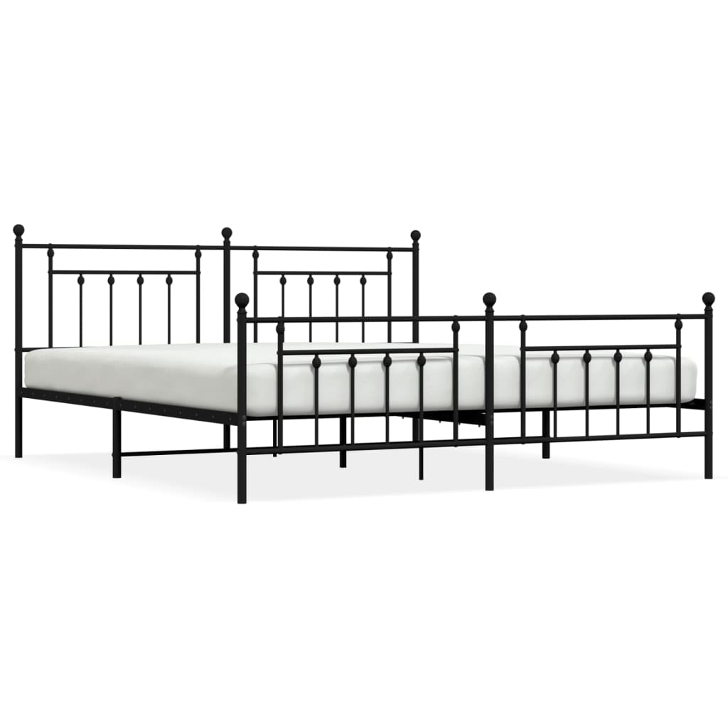Estructura de cama cabecero y pie de cama metal negro 193x203cm con cabecero y pie de cama