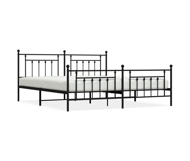 Estructura de cama cabecero y pie de cama metal negro 193x203cm con cabecero y pie de cama