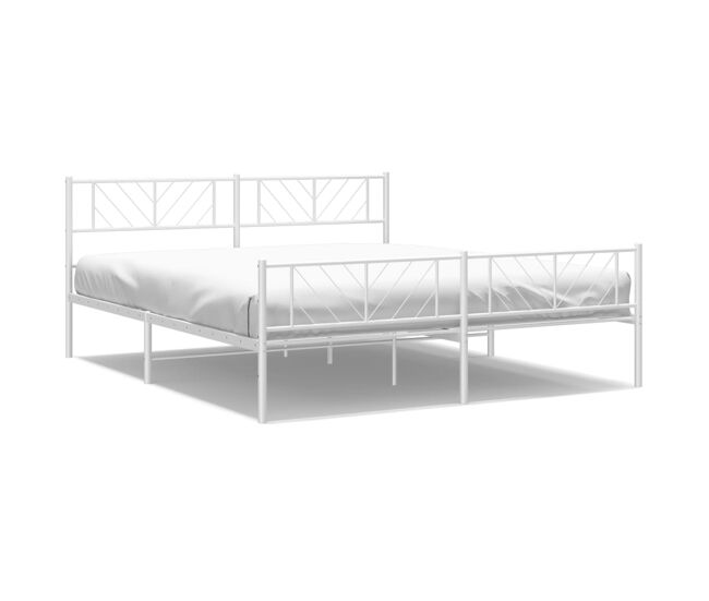 Estructura cama metal con cabecero y pie cama blanco 183x213 cm con cabecero y pie de cama